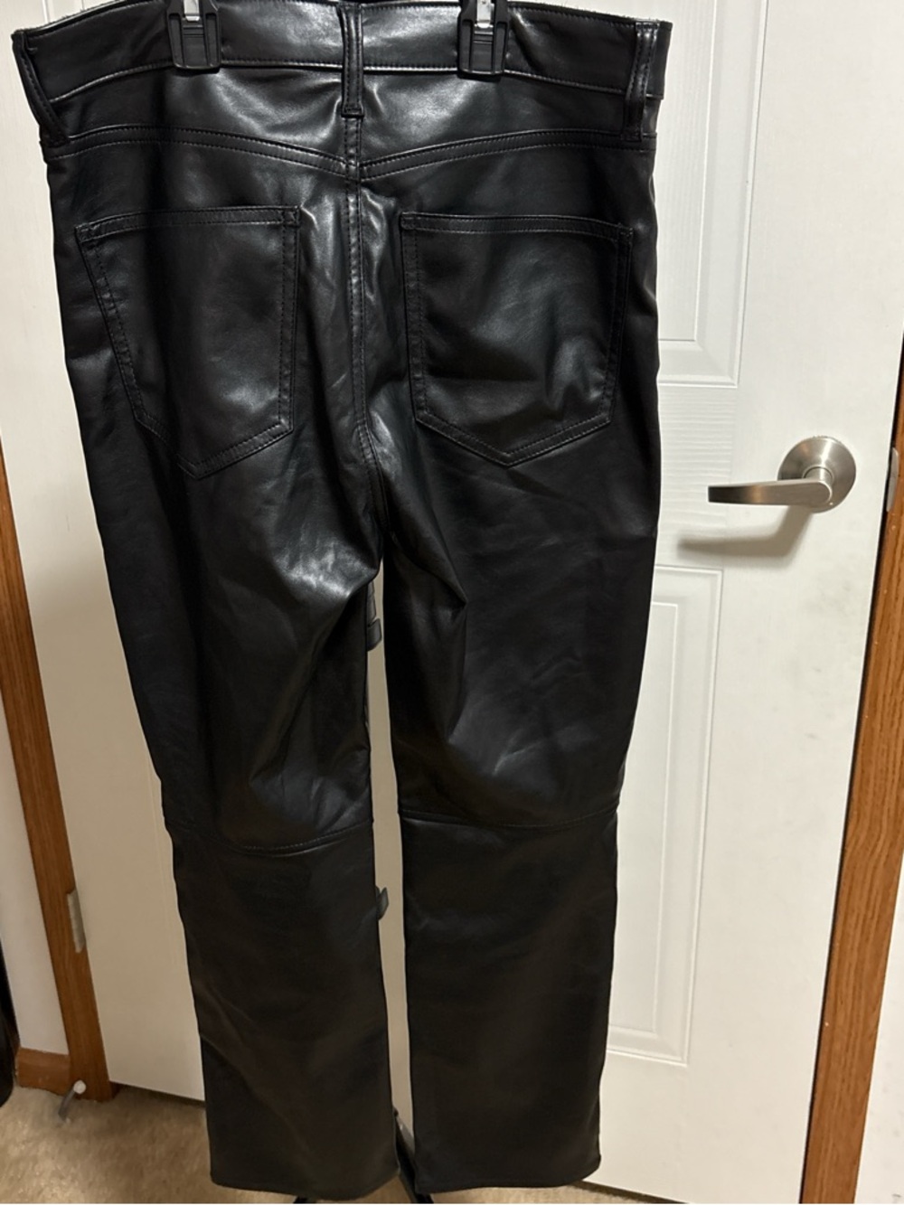 GAP Black Faux Leather Straight-Leg Pants - Picture 3 of 5